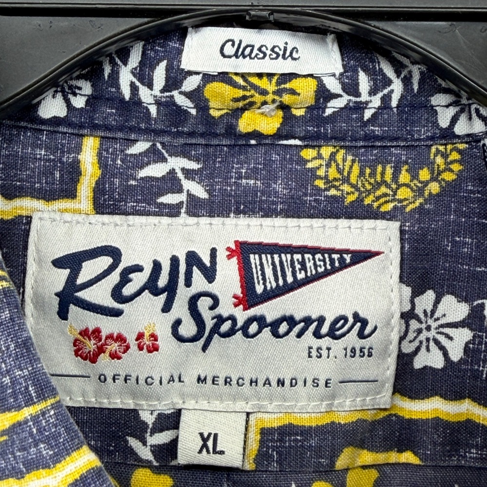 Reyn Spooner Cal Berkeley Bears Hawaiian Shirt Men XL Navy Blue University Aloha - Picture 4 of 9